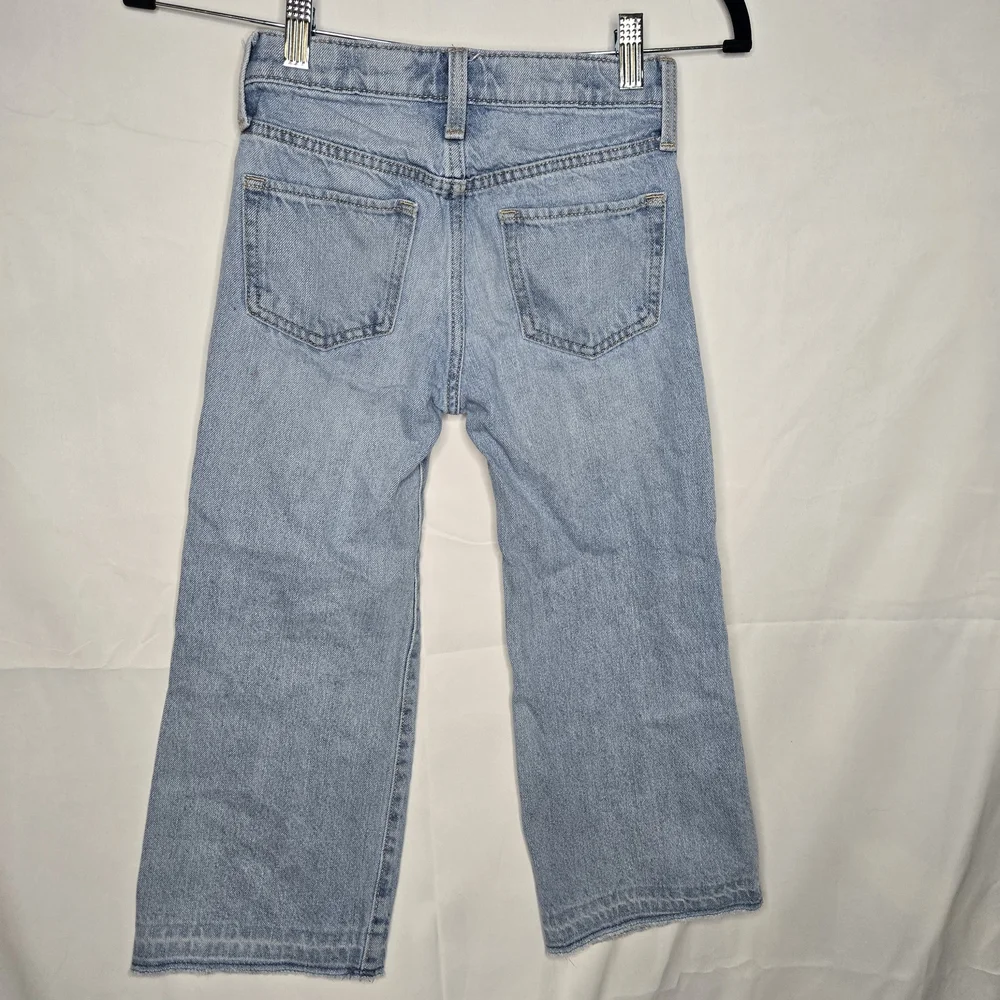 Size 7 Kids Old Navy Blue Baggy Distressed Wide-Leg Jeans